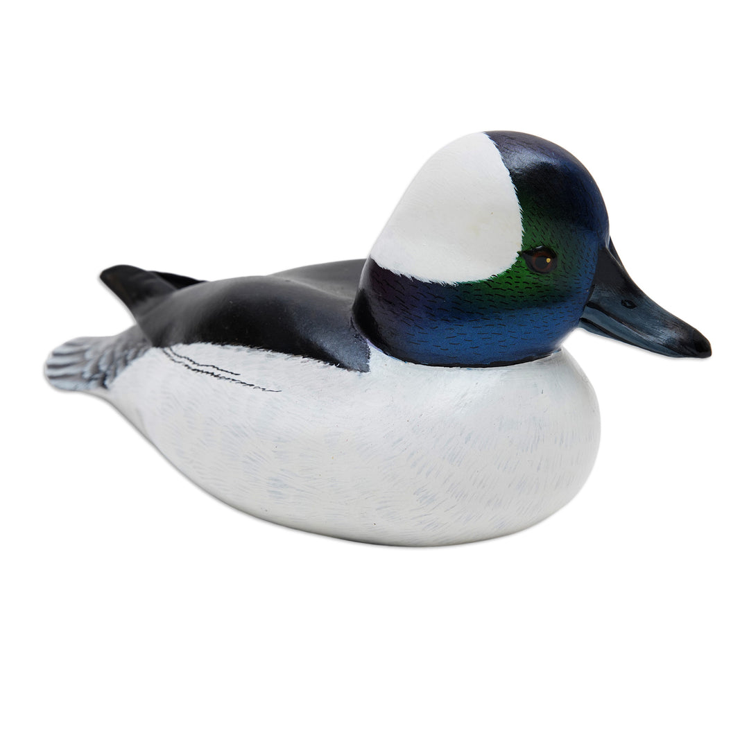 Wood Bird Sculpture - Male Bufflehead Duck