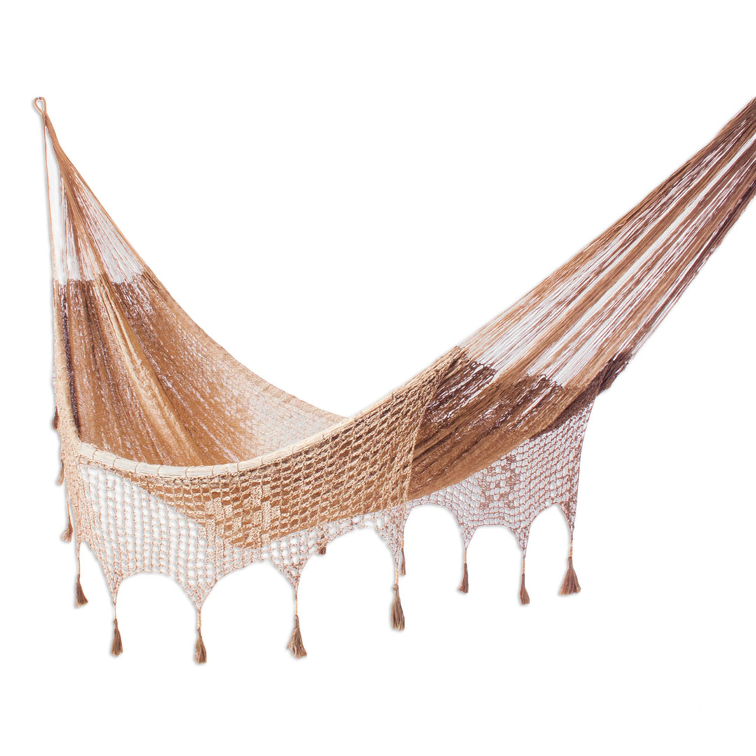 Handcrafted Solid Mayan Hammock from Mexico (Triple) - Copper Filigree
