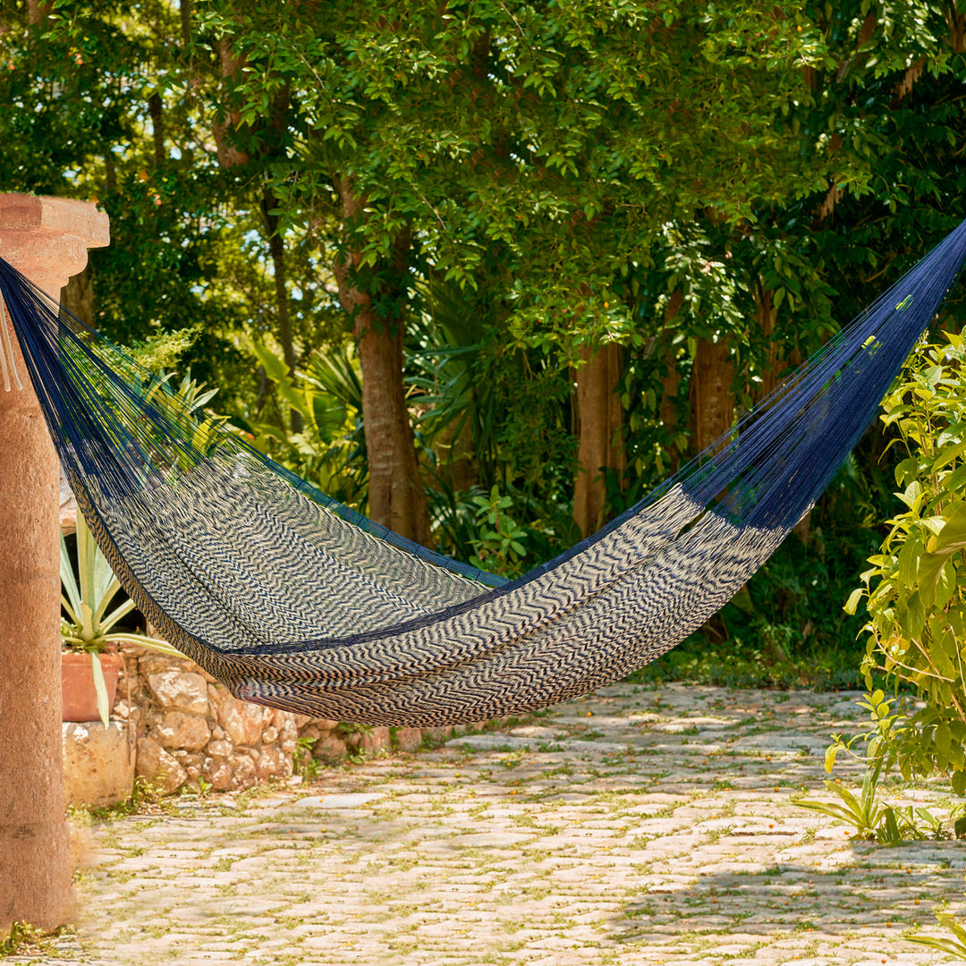 Mayan Rope Style Double Nylon Handmade Hammock Mexico - Ocean Waves