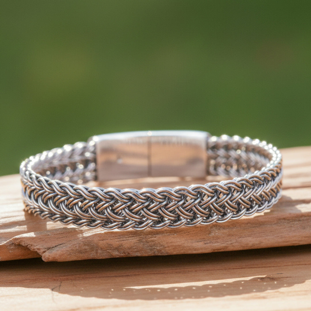 Handcrafted Sterling Silver Wristband Bracelet - Mayom Tree