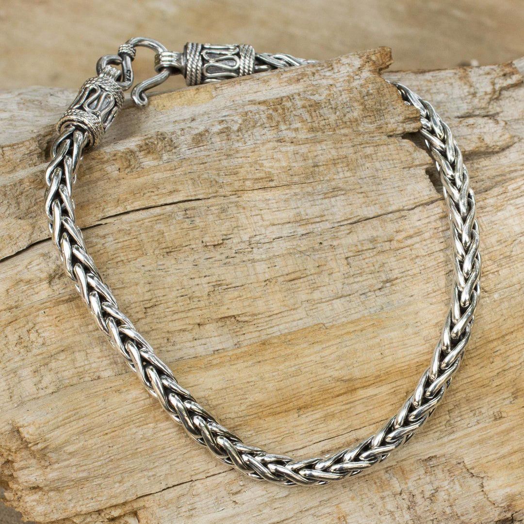 Men's Sterling Silver Chain Bracelet from Thailand - Strength