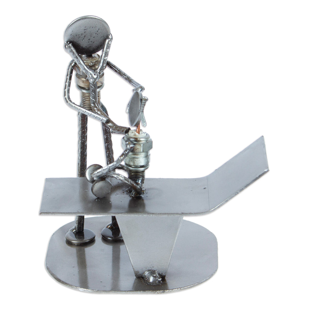 Handcrafted Recycled Metal Mexico Rustic Doctor Sculpture - Pediatrician's Appointment