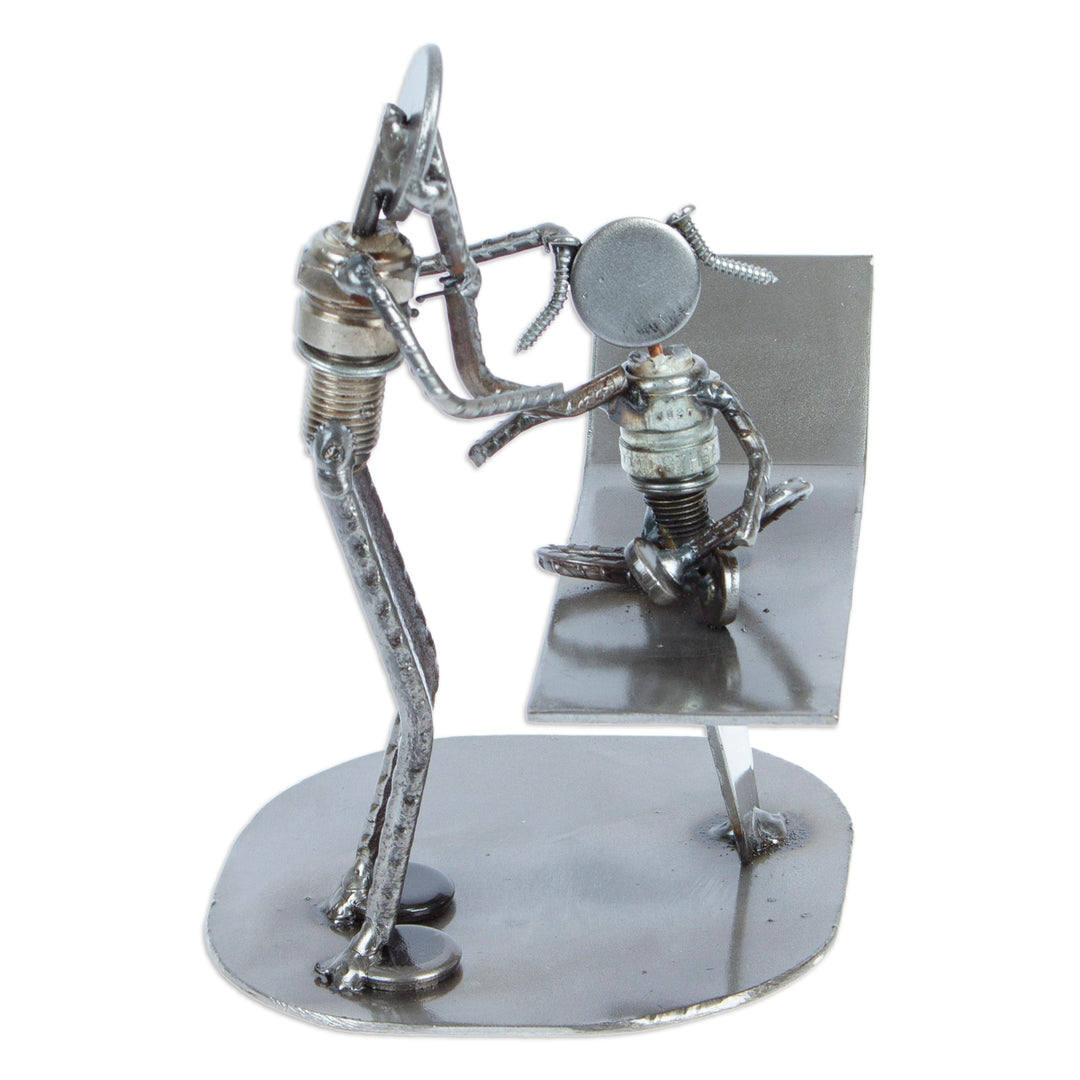Handcrafted Recycled Metal Mexico Rustic Doctor Sculpture - Pediatrician's Appointment