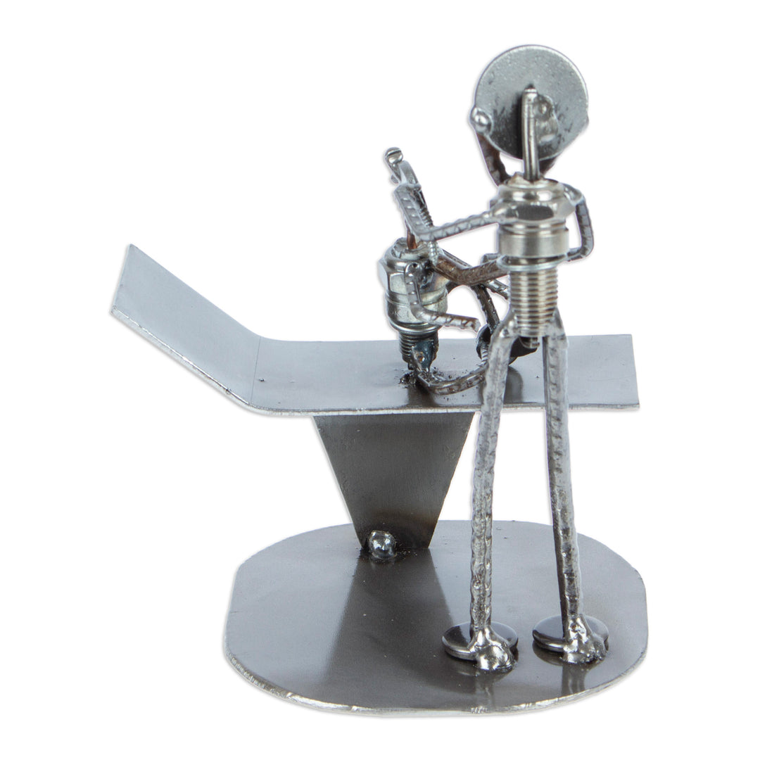 Handcrafted Recycled Metal Mexico Rustic Doctor Sculpture - Pediatrician's Appointment