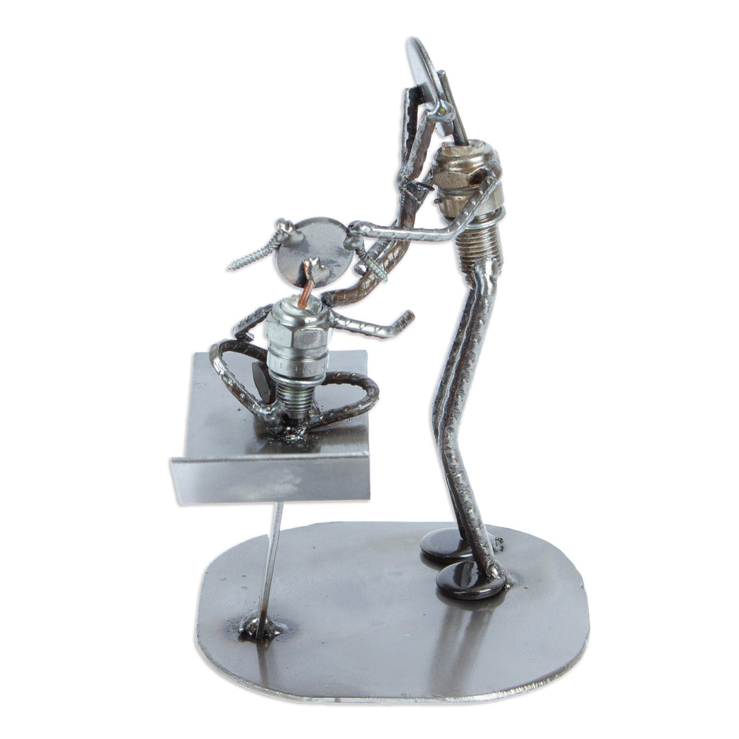 Handcrafted Recycled Metal Mexico Rustic Doctor Sculpture - Pediatrician's Appointment