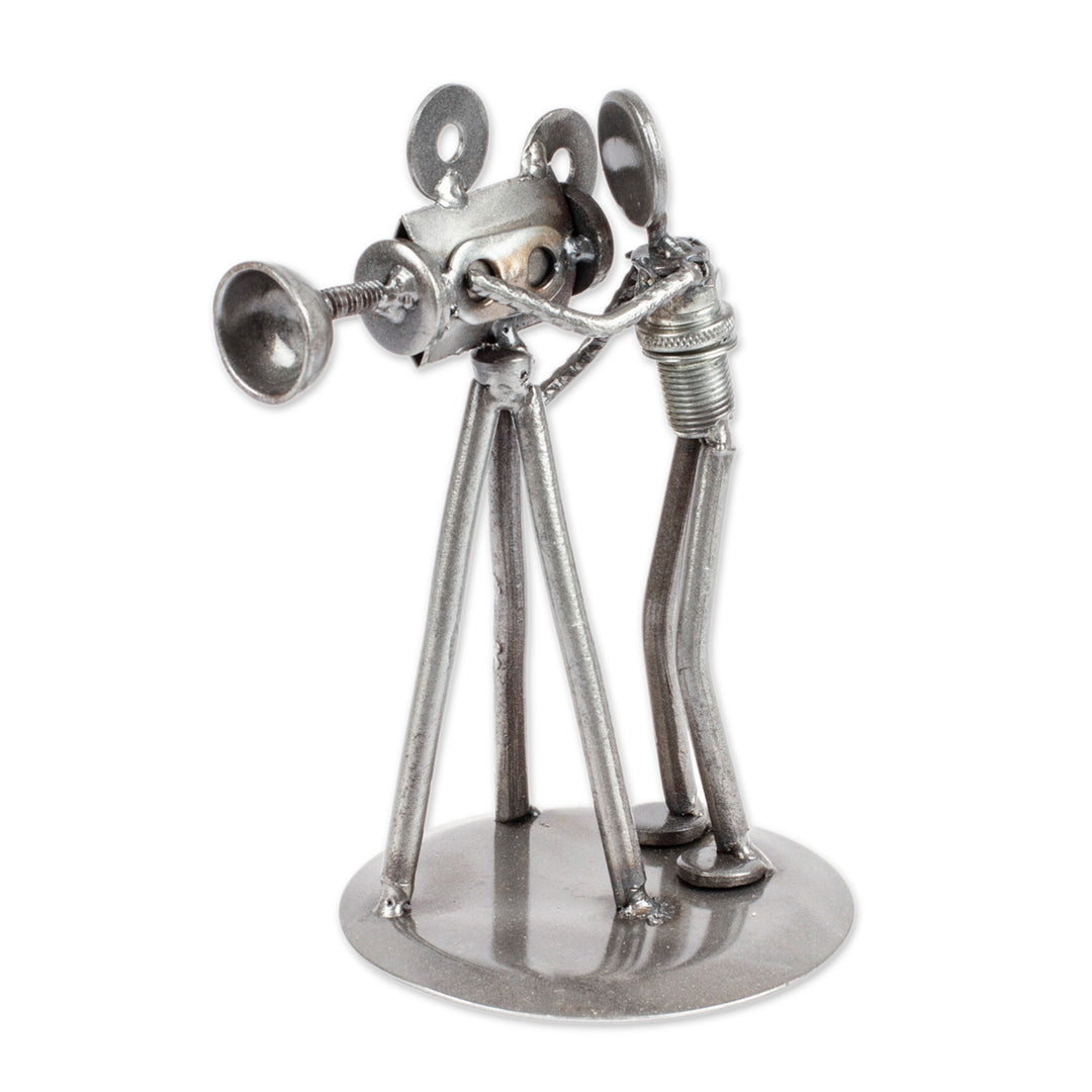 Recycled Metal Auto Parts Sculpture Eco Friendly Mexico - Rustic Camera Man