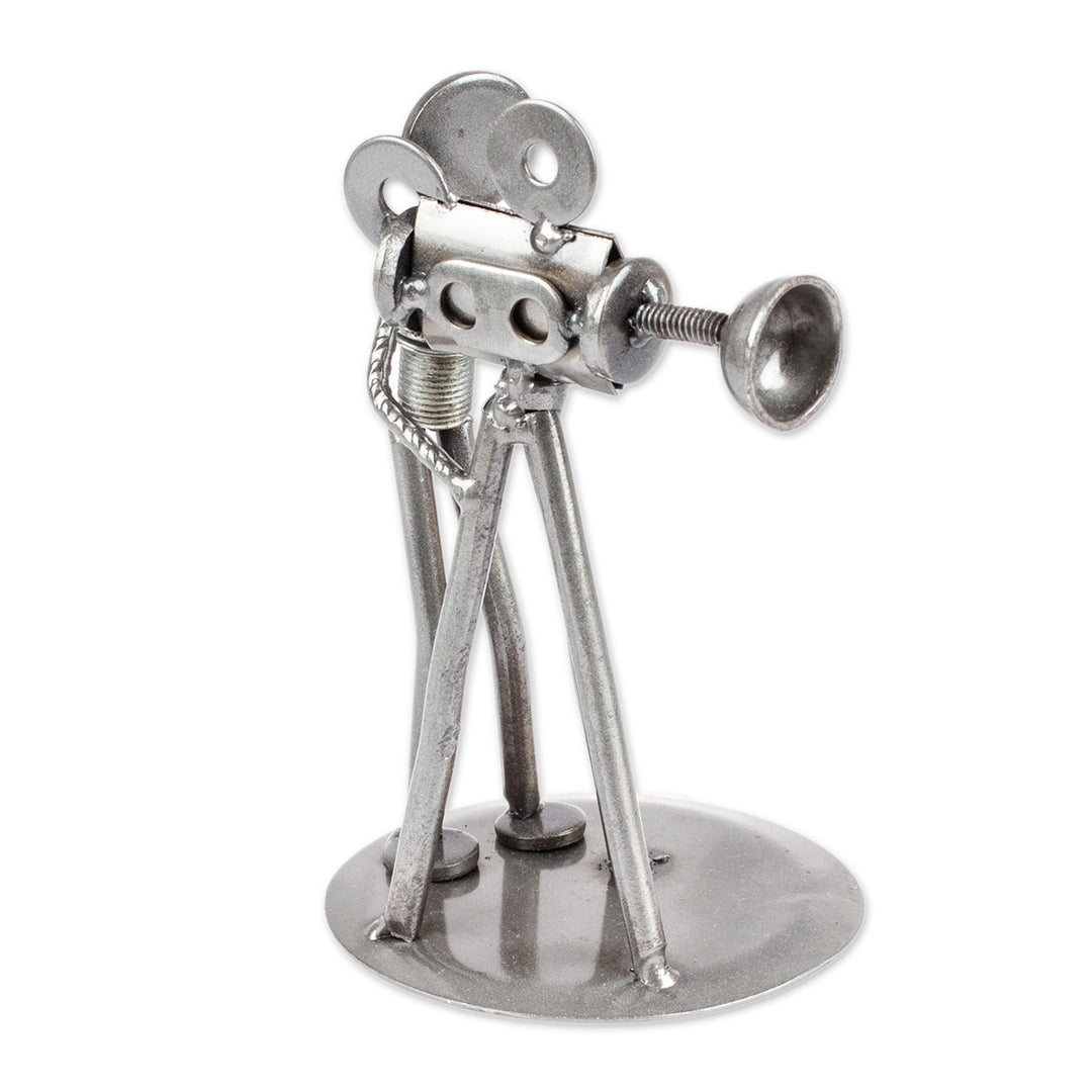 Recycled Metal Auto Parts Sculpture Eco Friendly Mexico - Rustic Camera Man