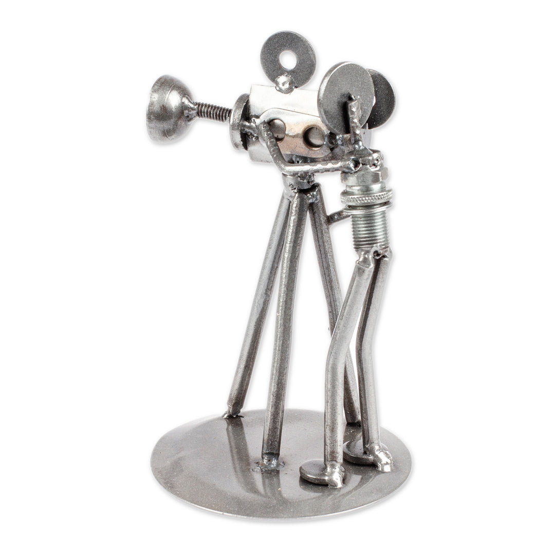 Recycled Metal Auto Parts Sculpture Eco Friendly Mexico - Rustic Camera Man