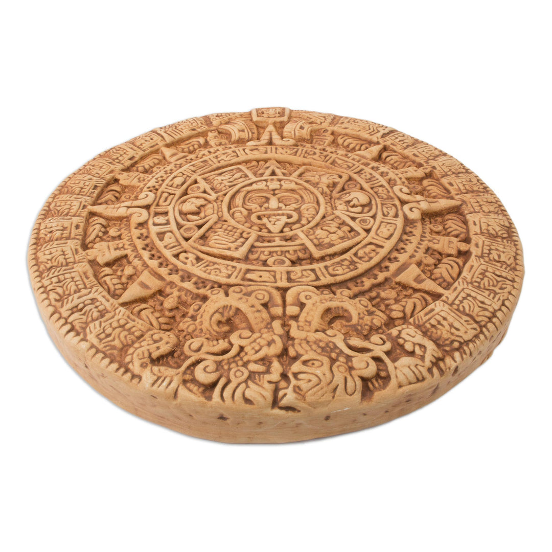 Archaeological Ceramic SunStone from Mexico - Aztec Calendar in Tan