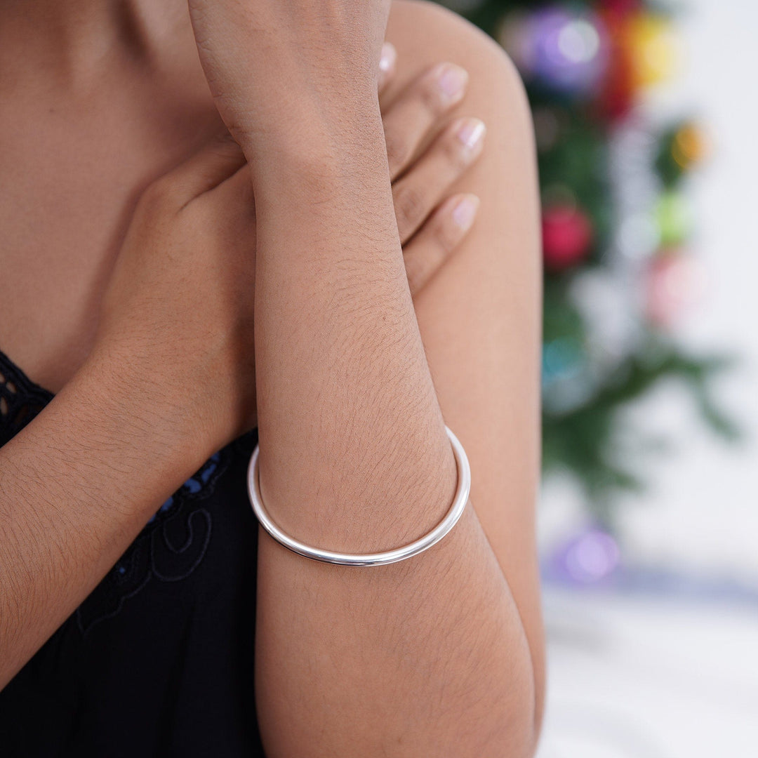 Unique Sterling Silver Bangle Bracelet - Moon Glow