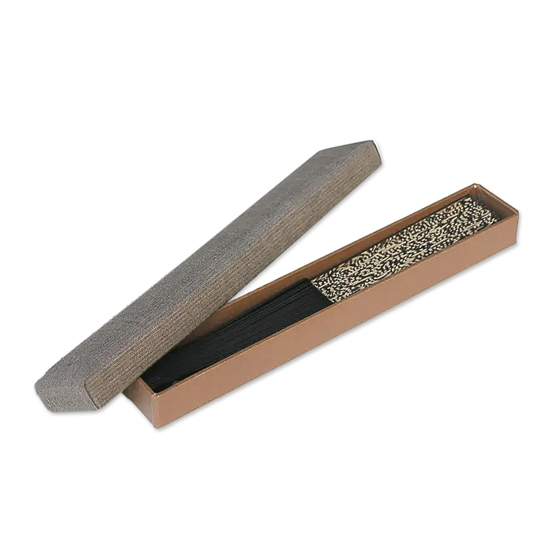 Indonesian Batik Silk Patterned Fan - Golden Rings