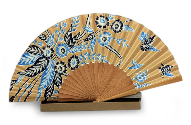 Handmade Silk Batik Fan - Golden Paradise
