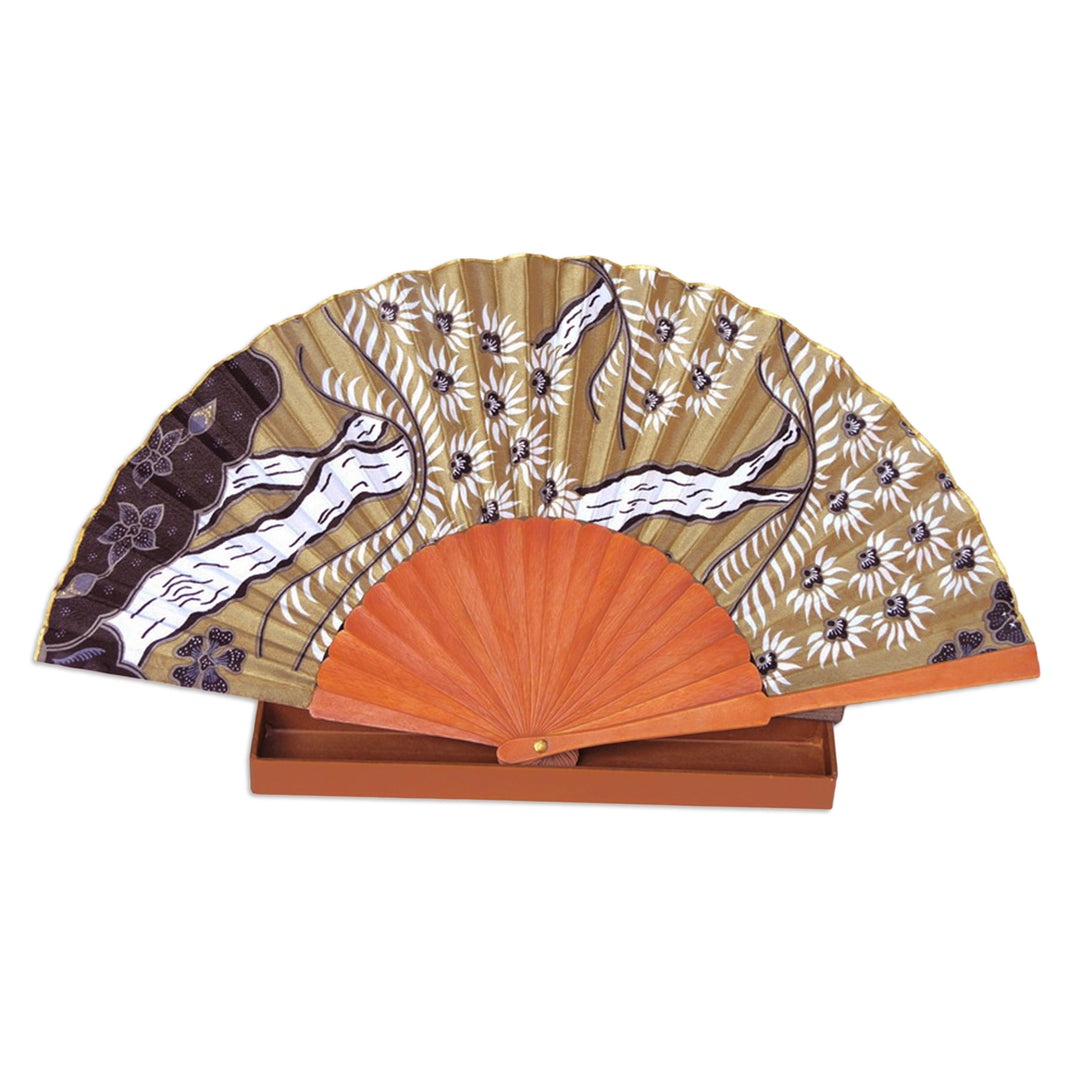 Handmade Silk Batik Fan - Tropics