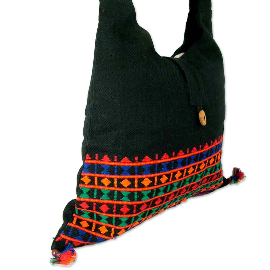 Embroidered Cotton Shoulder Bag  - Vibrant Tease