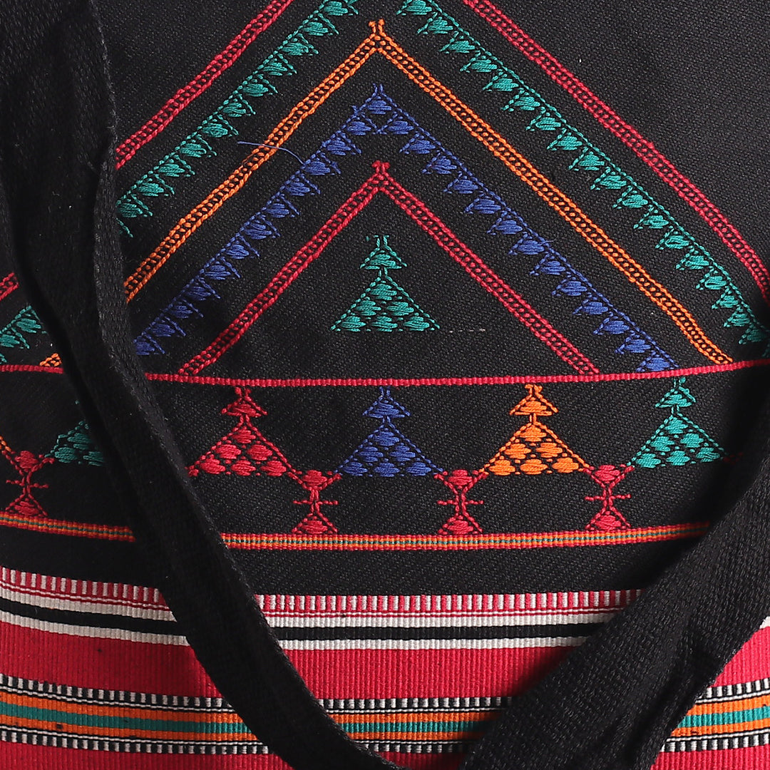 Embroidered Cotton Shoulder Bag - Night Colors