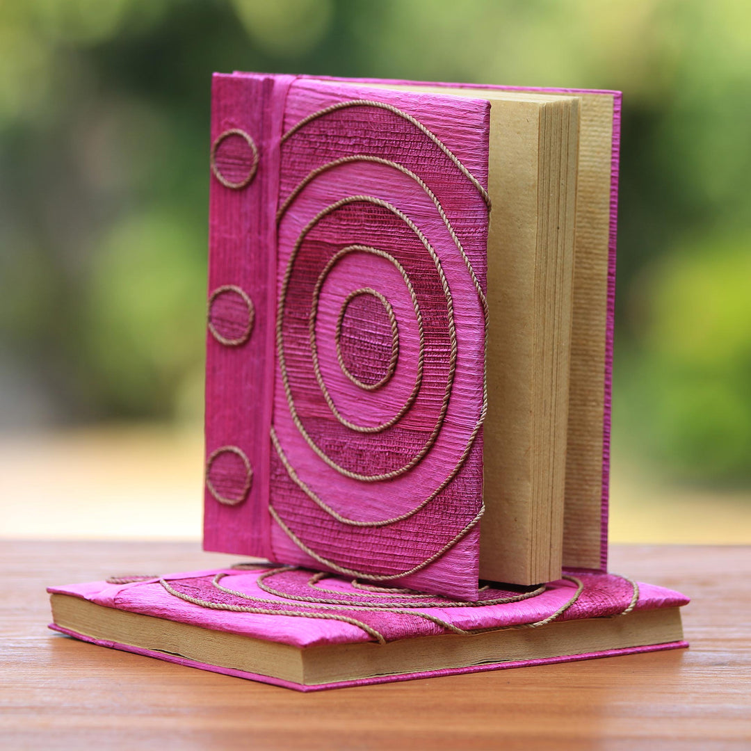 Pink Handmade Natural Fiber Notebooks (Pair) - Hypnotic Rose