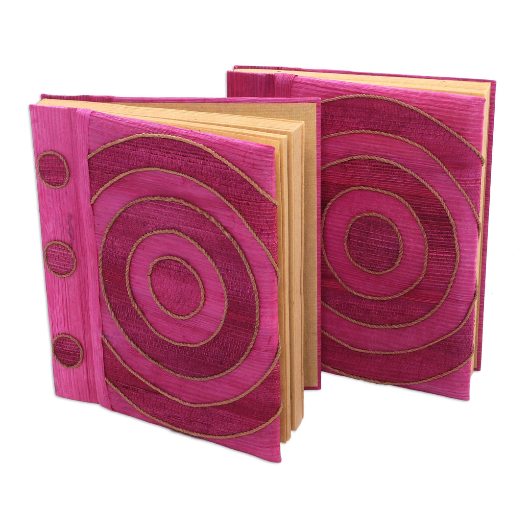 Pink Handmade Natural Fiber Notebooks (Pair) - Hypnotic Rose