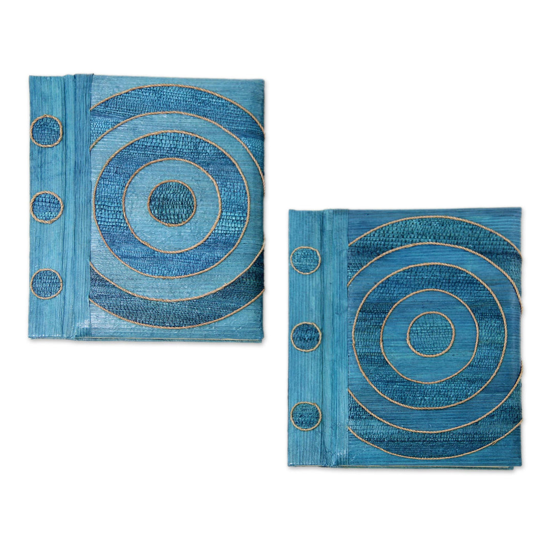 Handmade Natural Fiber Journals (Pair) - Hypnotic Blue