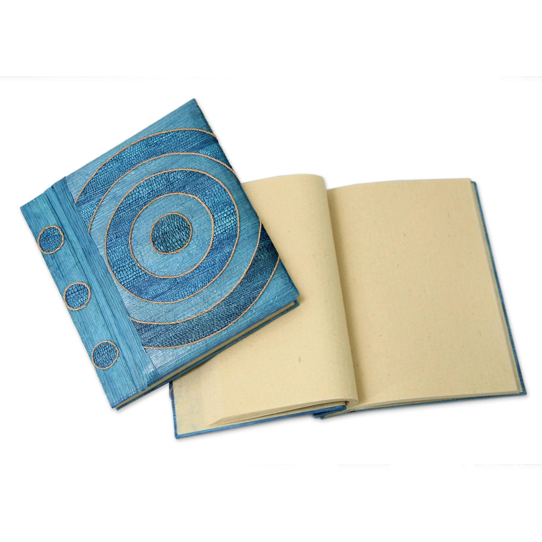 Handmade Natural Fiber Journals (Pair) - Hypnotic Blue