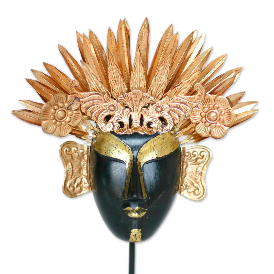 Wood and copper mask - Golden Queen