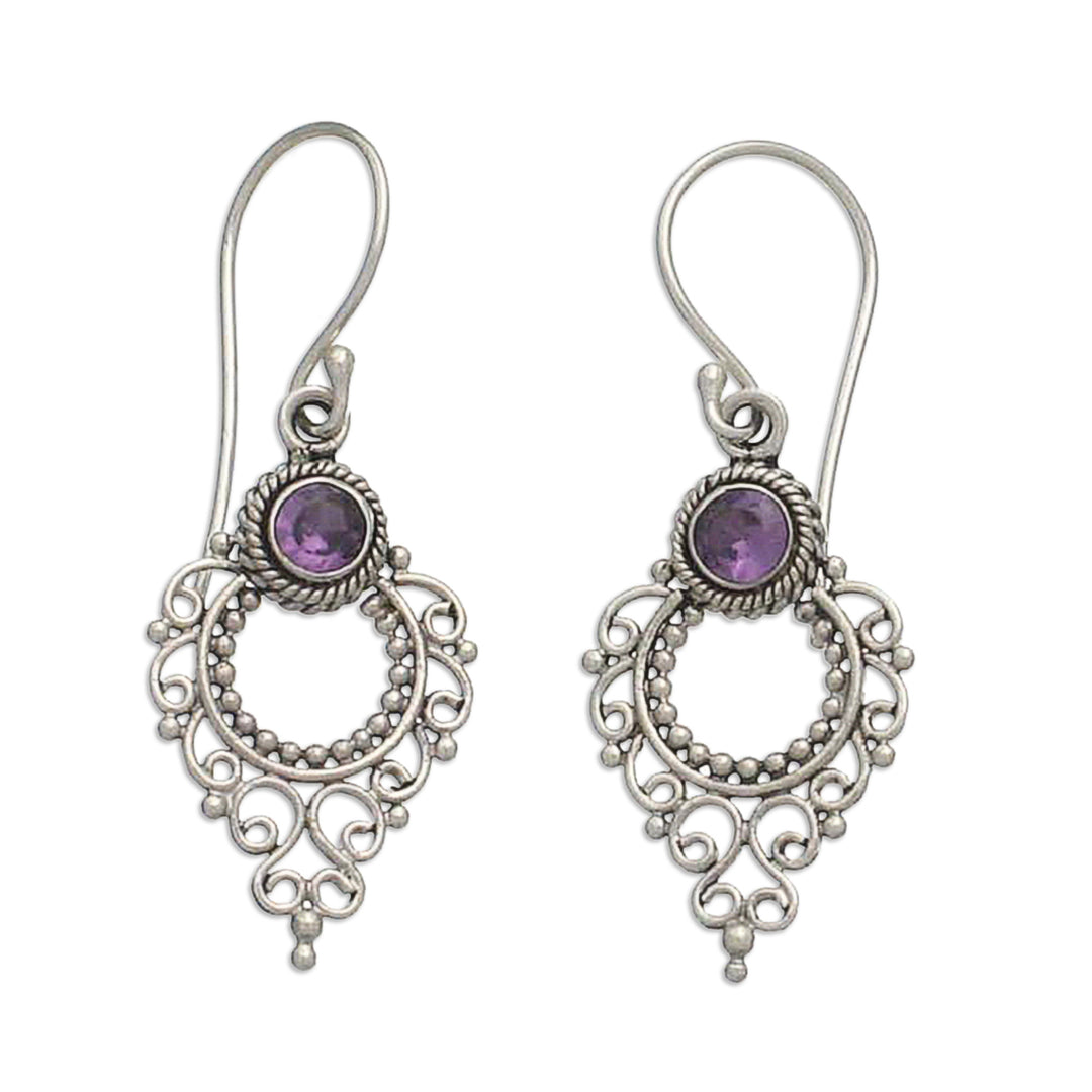 Sterling Silver Amethyst Dangle Earrings - Joy