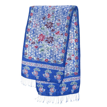 Blue Batik Silk Shawl - Sapphire Mums