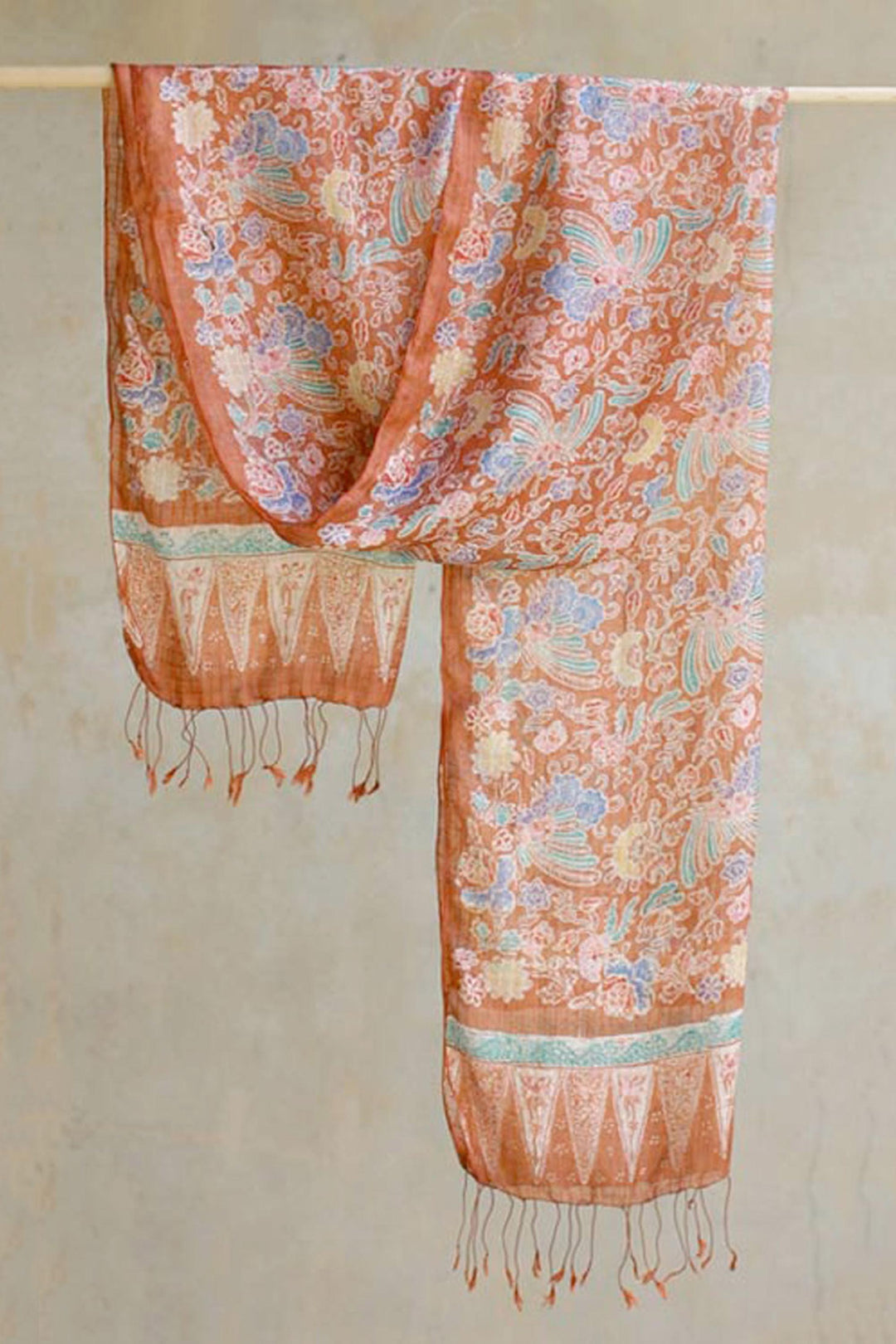 Batik Silk Shawl from Indonesia - Bird of Paradise