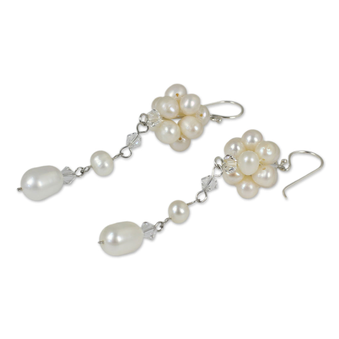 Bridal Sterling Silver and Pearl Dangle Earrings - Offer of Grace