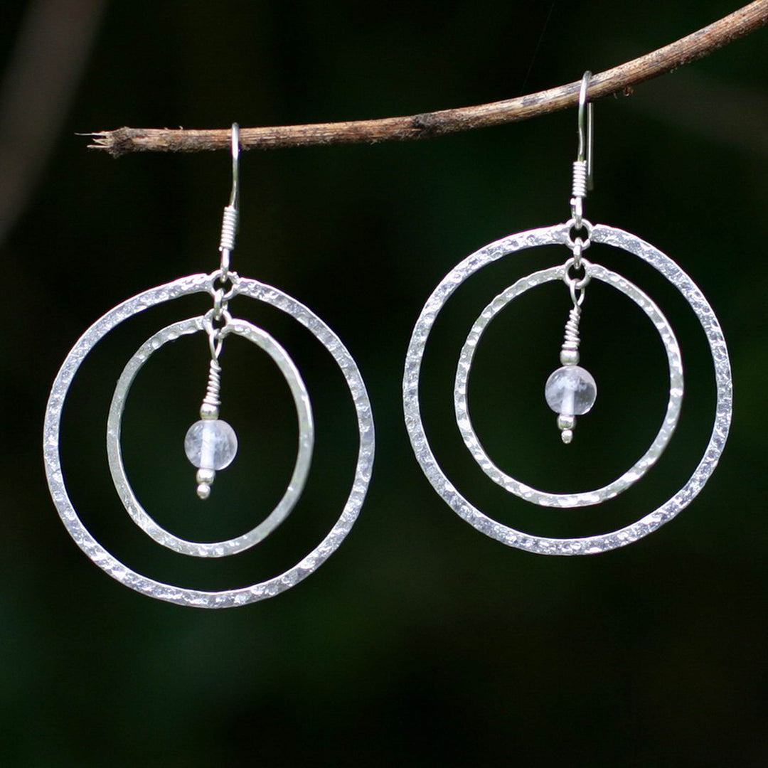 Sterling Silver Dangle Earrings - Halo