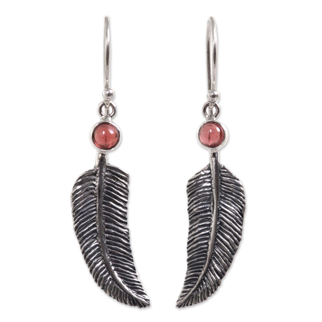Animal Themed Garnet Sterling Silver Earrings - Light as a Feather