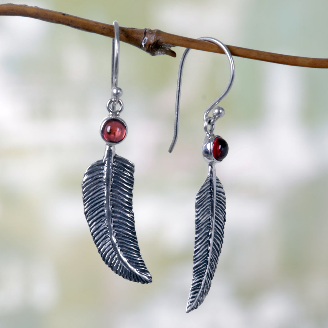 Animal Themed Garnet Sterling Silver Earrings - Light as a Feather