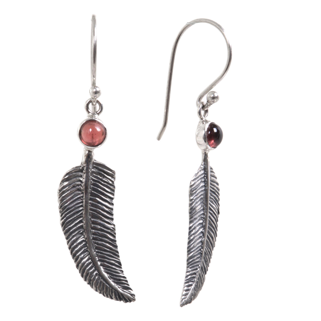 Animal Themed Garnet Sterling Silver Earrings - Light as a Feather