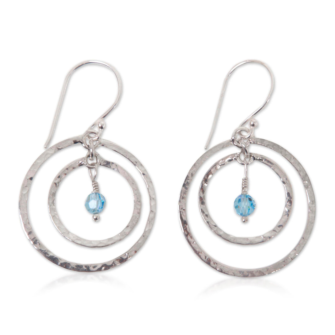 Sterling Silver Dangle Earrings - Blue Halo