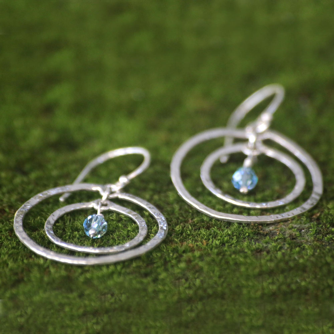 Sterling Silver Dangle Earrings - Blue Halo