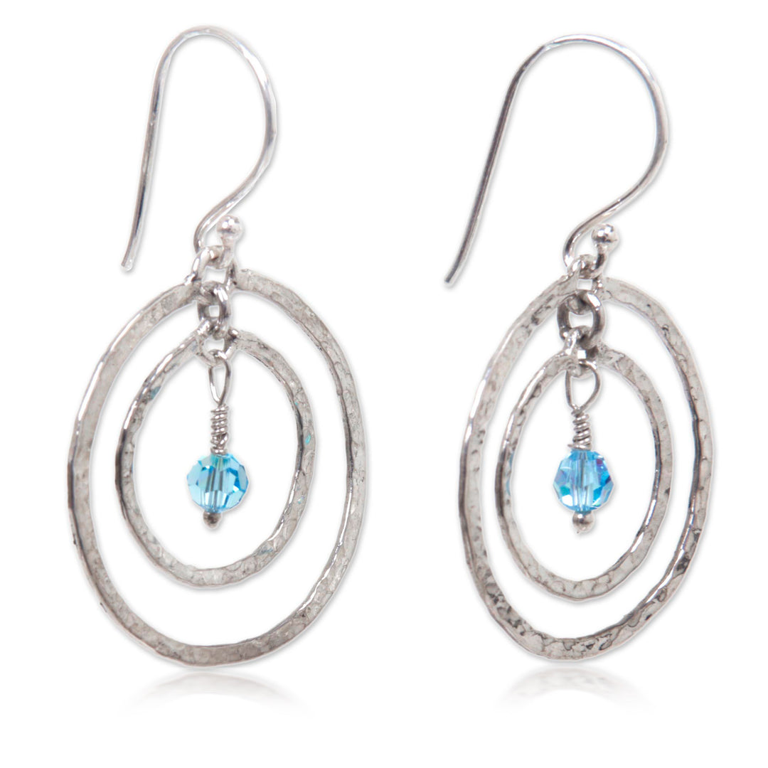Sterling Silver Dangle Earrings - Blue Halo