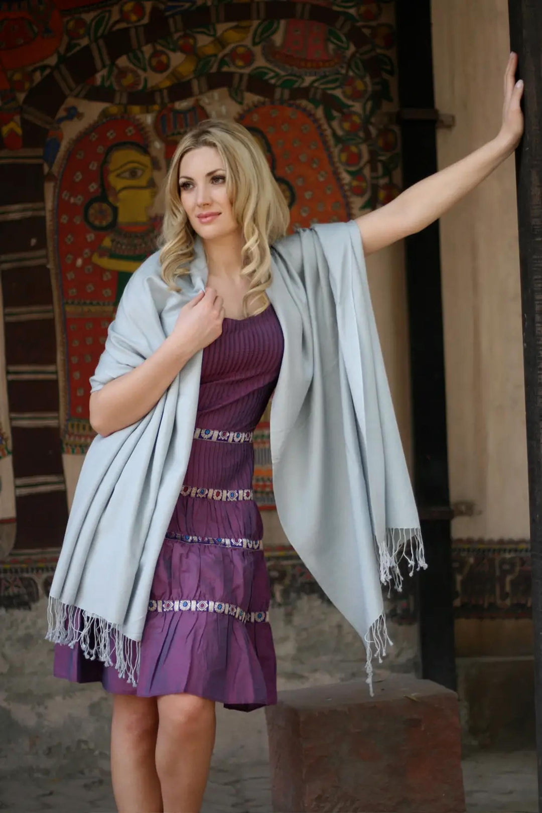 Silk shawl - Pale Dawn Sky