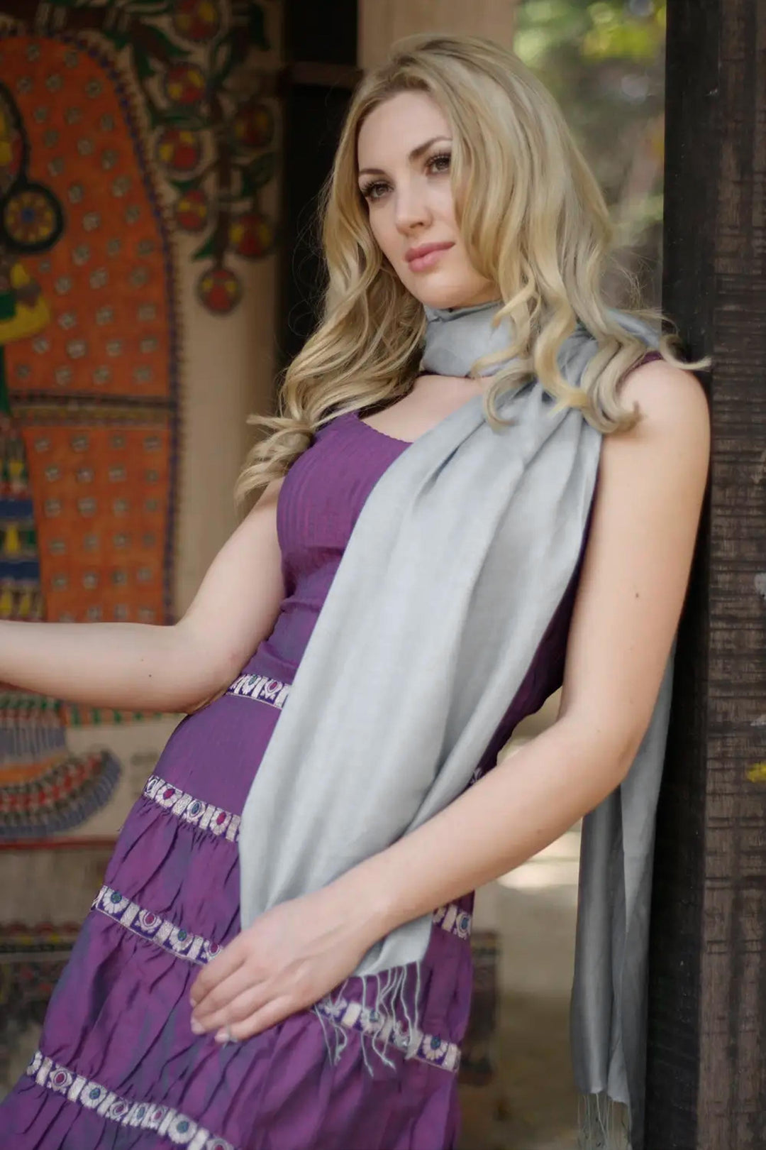 Silk shawl - Pale Dawn Sky