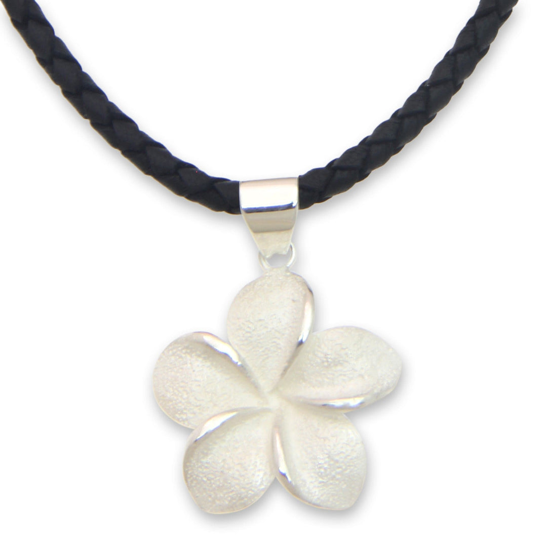 Hand Crafted Women's Floral Sterling Silver Necklace - Frangipani