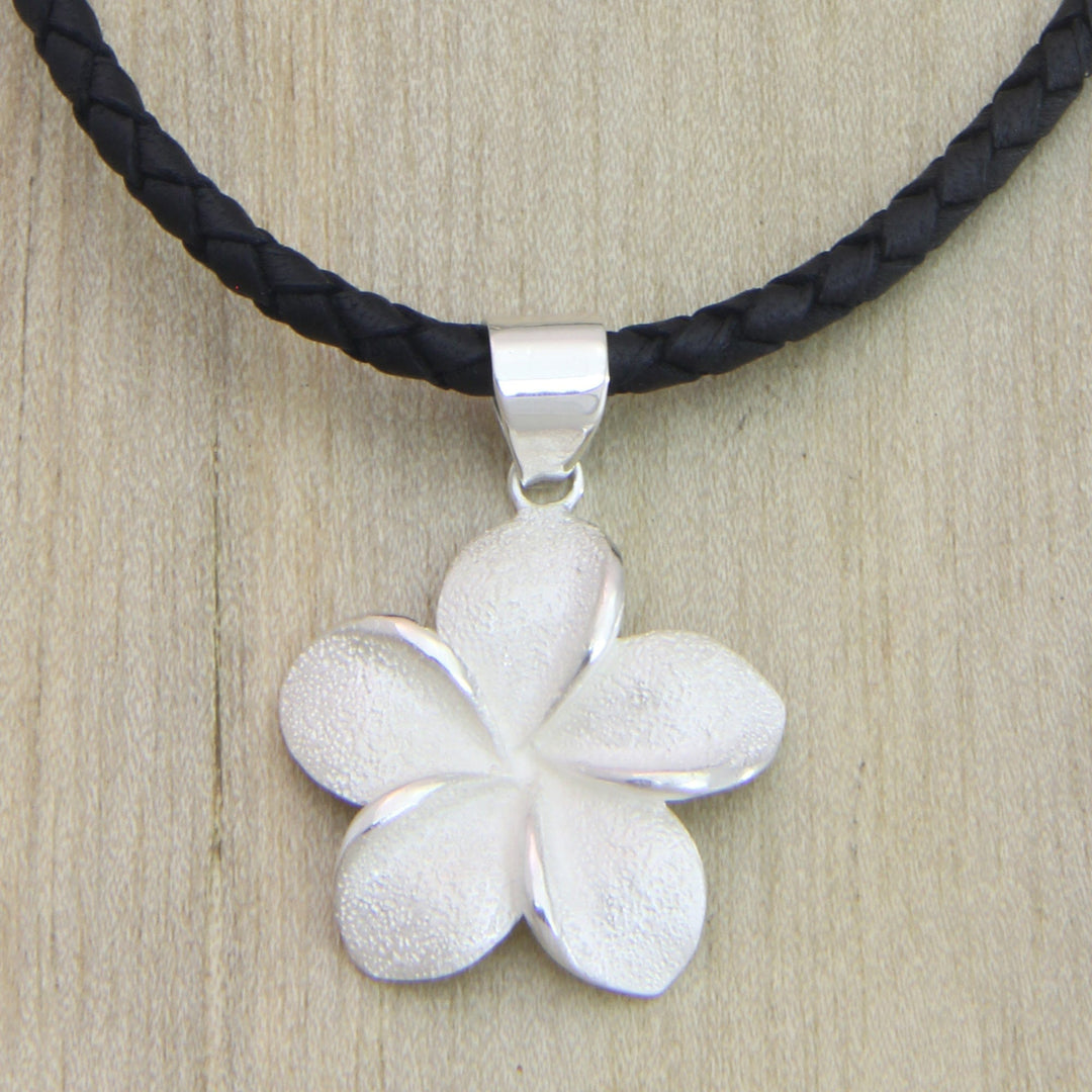 Hand Crafted Women's Floral Sterling Silver Necklace - Frangipani