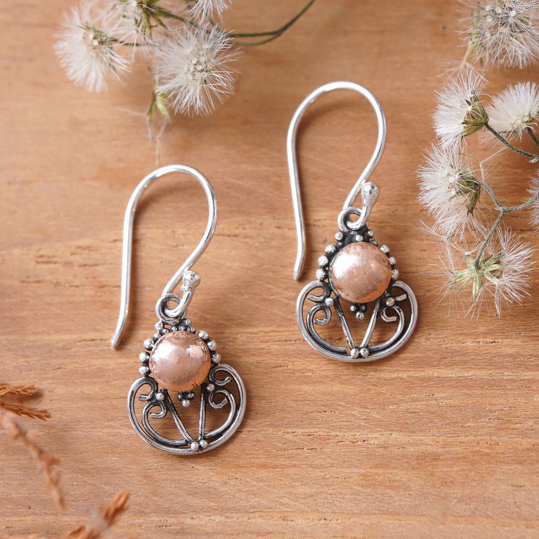 Gold Accent Sterling Silver Dangle Earrings - Eastern Sun