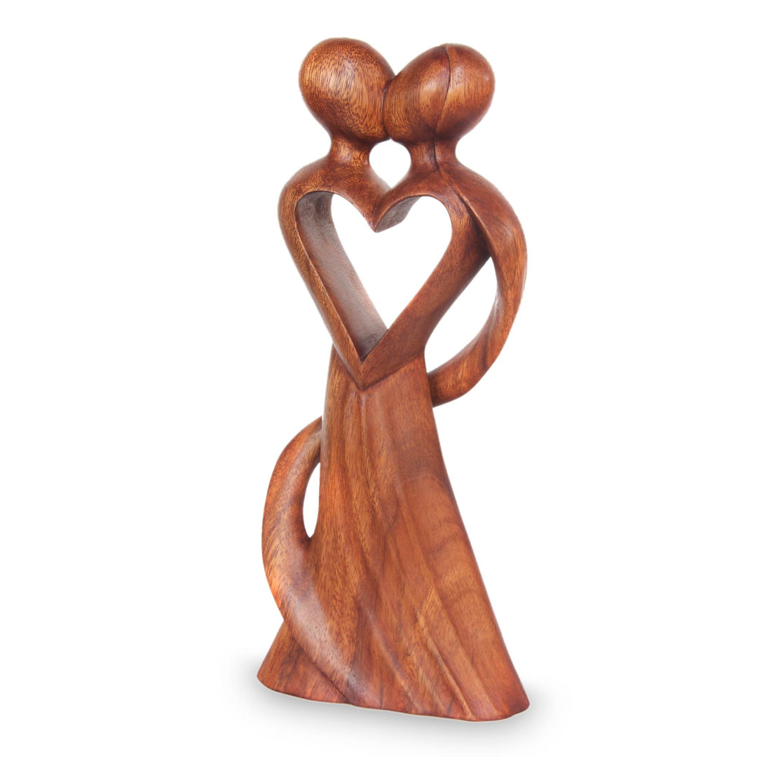 Original Wood Sculpture Hand Carved in Indonesia - My Heart and Yours