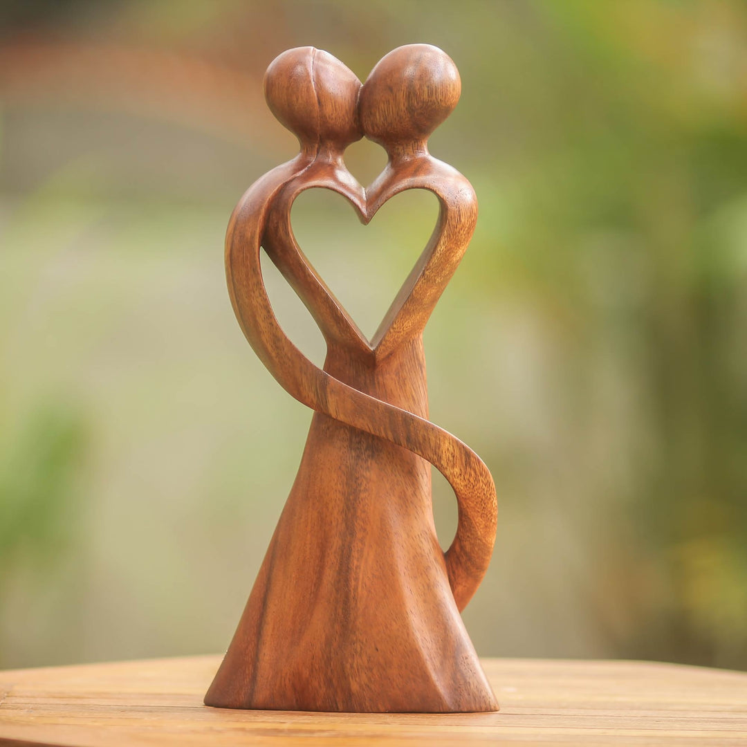 Original Wood Sculpture Hand Carved in Indonesia - My Heart and Yours
