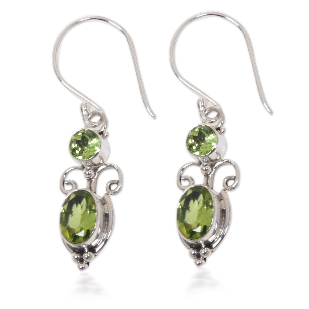 Peridot Sterling Silver Dangle Earrings - Crown Princess
