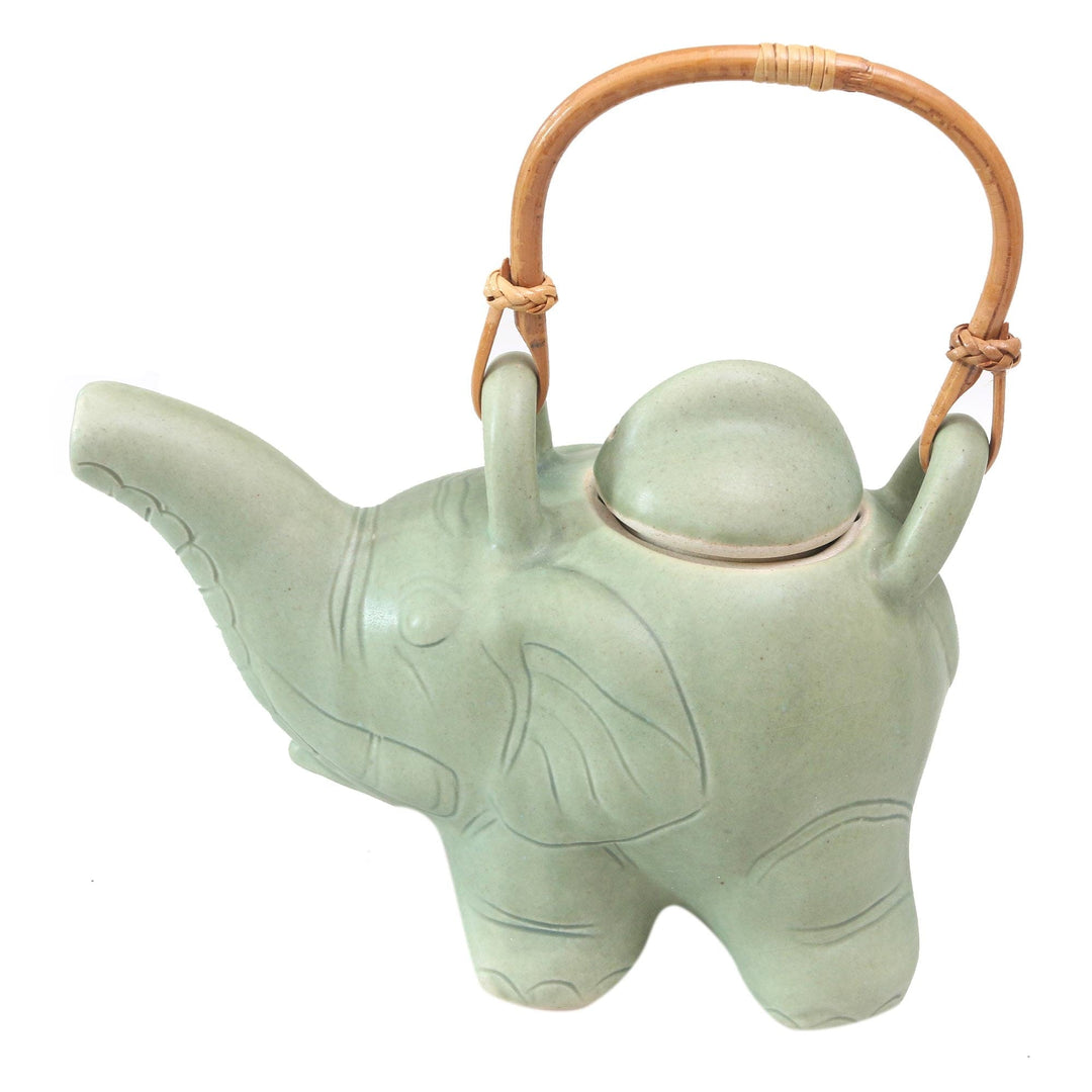Indonesian Ceramic Teapot - Elephant Green Tea