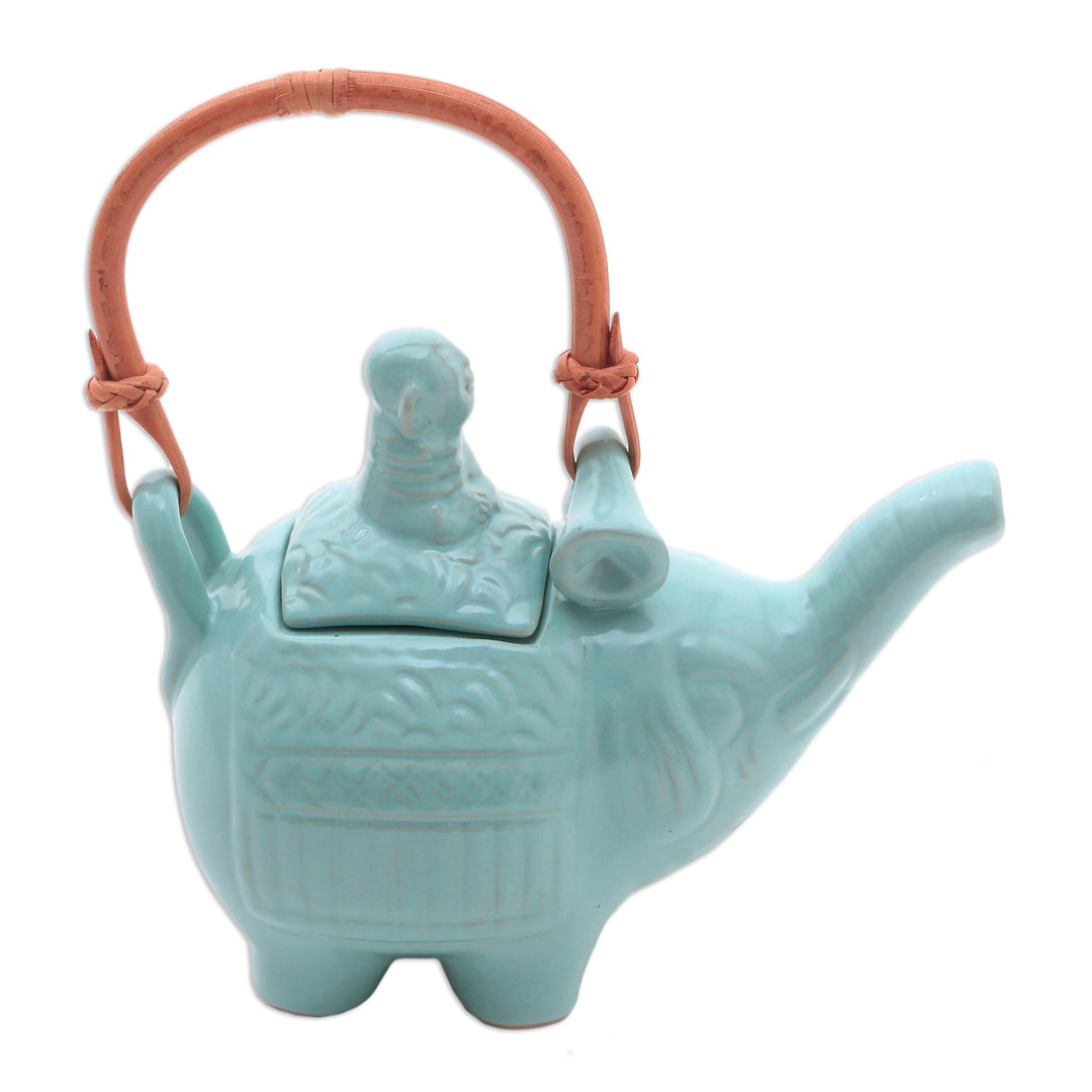 Handmade Blue Ceramic Teapot  - Buddha and the Turquoise Eleph