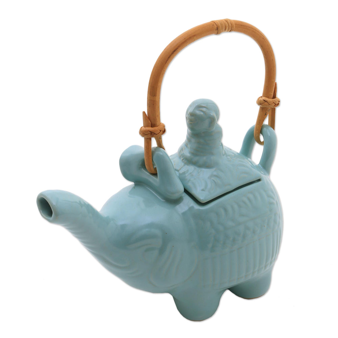 Handmade Blue Ceramic Teapot  - Buddha and the Turquoise Eleph
