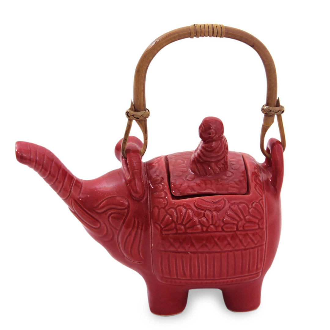 Hand Made Indonesian Ceramic Teapot - Buddha and the Ruby Elephant