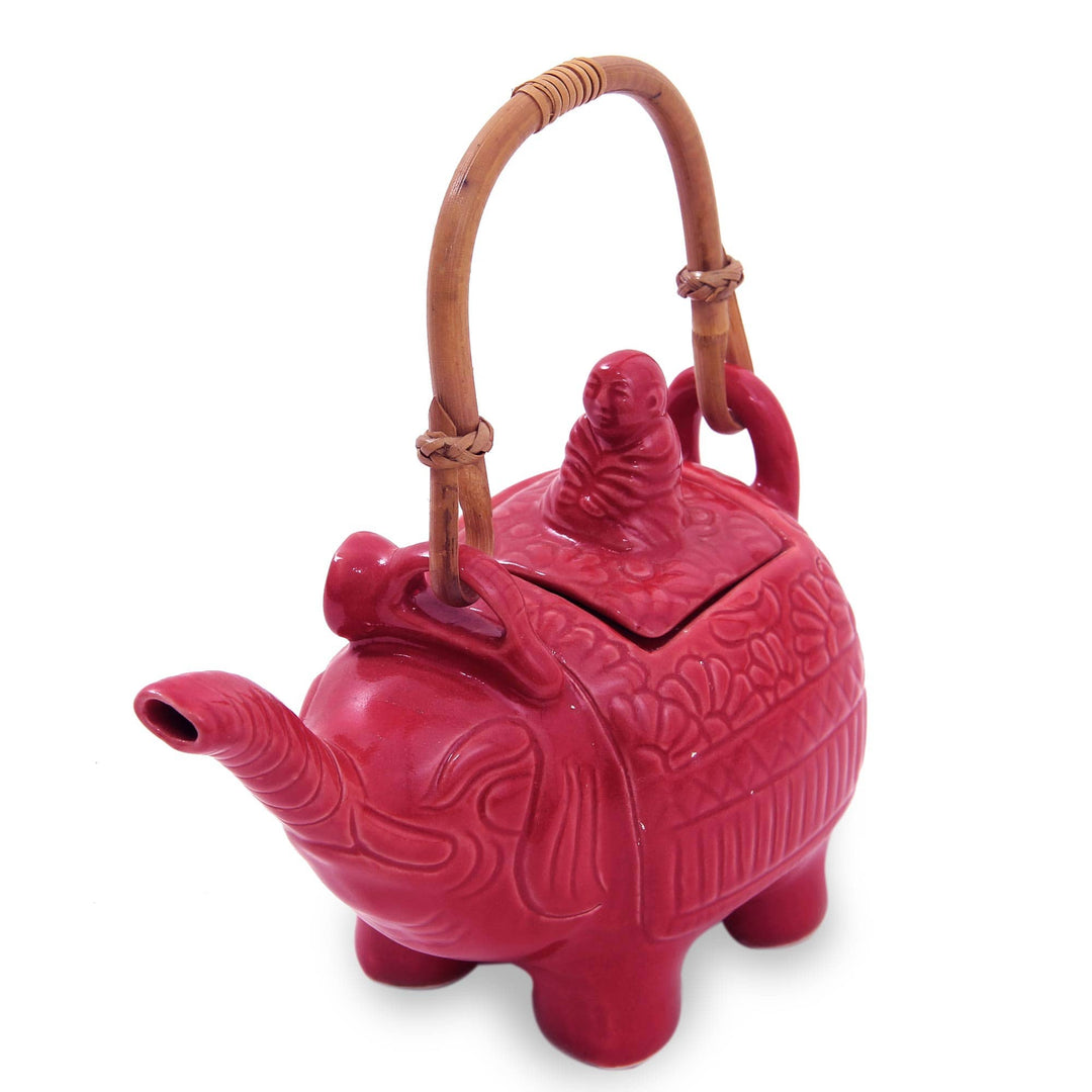 Hand Made Indonesian Ceramic Teapot - Buddha and the Ruby Elephant