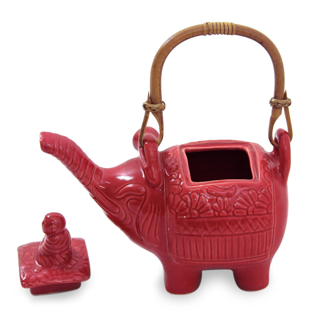 Hand Made Indonesian Ceramic Teapot - Buddha and the Ruby Elephant