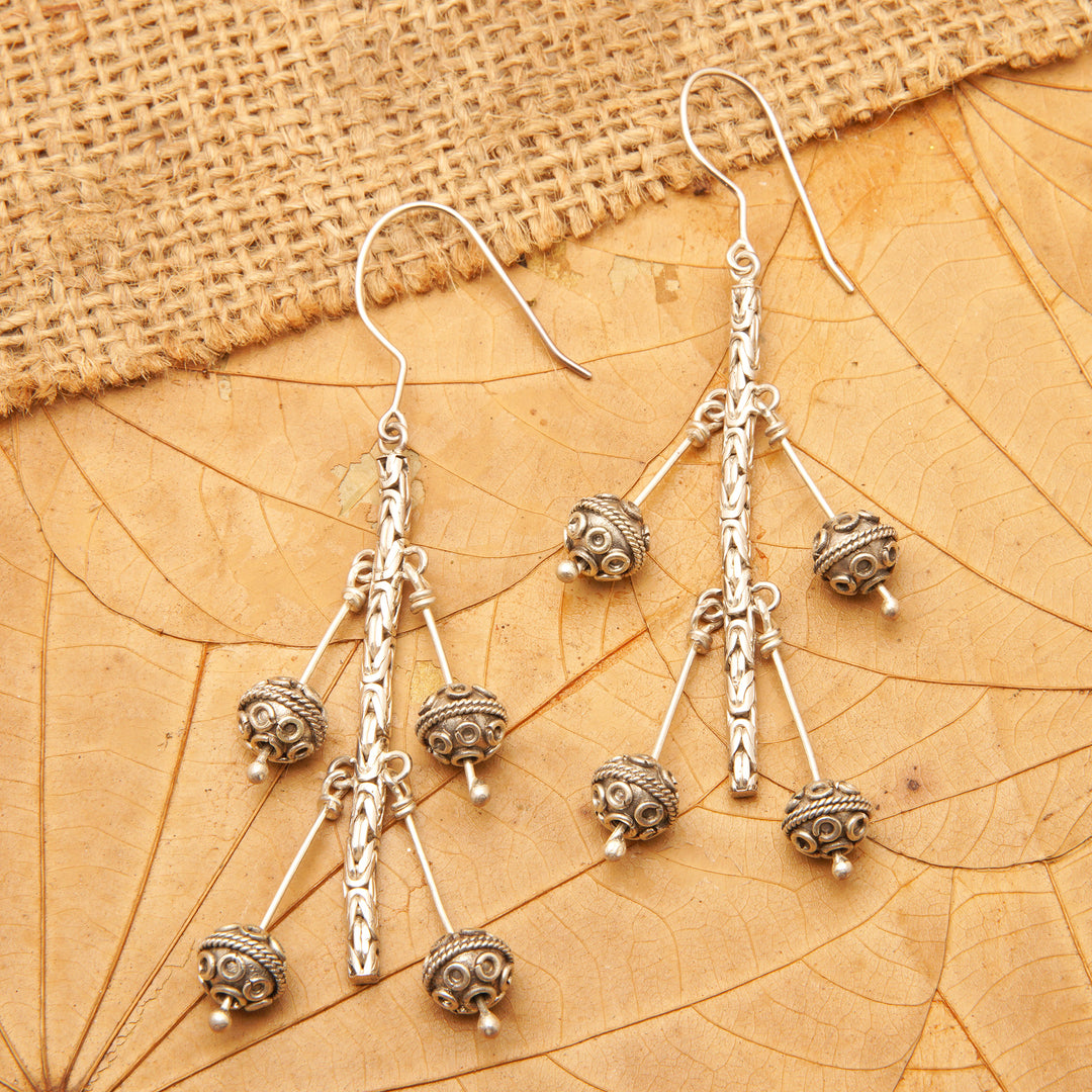 Sterling silver drop earrings - Silver Night